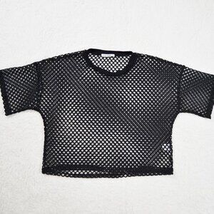 amazon black fishnet crop top M